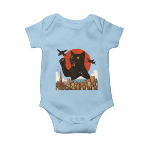 Funny Giant Cat Monster Roaring Tokyo Japan Baby Onesie TS12 Light Blue Print Your Wear