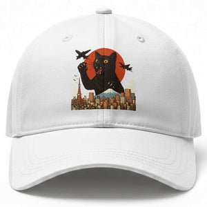 Funny Giant Cat Monster Roaring Tokyo Japan Baseball Cap TS12 Print Your Wear
