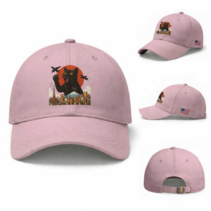 Funny Giant Cat Monster Roaring Tokyo Japan Baseball Cap TS12 Baseball Cap Universal Fit Light Pink Print Your Wear