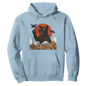 Funny Giant Cat Monster Roaring Tokyo Japan Hoodie TS12 Light Blue Print Your Wear