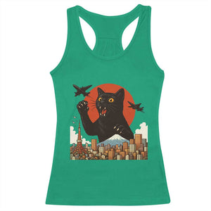 Funny Giant Cat Monster Roaring Tokyo Japan Racerback Tank Top TS12 Irish Green Print Your Wear