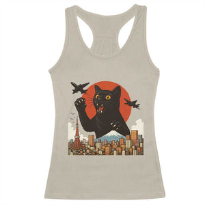 Funny Giant Cat Monster Roaring Tokyo Japan Racerback Tank Top TS12 Sand Print Your Wear