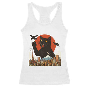Funny Giant Cat Monster Roaring Tokyo Japan Racerback Tank Top TS12 White Print Your Wear