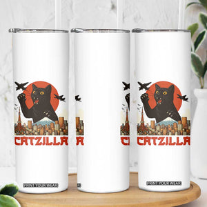 Catzilla Skinny Tumbler Funny Giant Cat Monster Roaring Tokyo Japan TS12 Print Your Wear