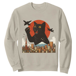 Funny Giant Cat Monster Roaring Tokyo Japan Sweatshirt TS12 Sand Print Your Wear