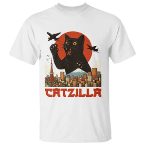Catzilla T Shirt Funny Giant Cat Monster Roaring Tokyo Japan TS12 White Print Your Wear