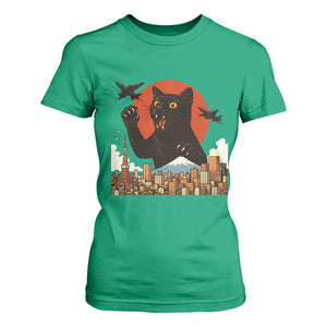 Funny Giant Cat Monster Roaring Tokyo Japan T Shirt For Women TS12 Irish Green Print Your Wear