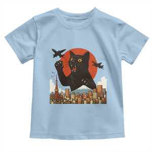 Funny Giant Cat Monster Roaring Tokyo Japan Toddler T Shirt TS12 Light Blue Print Your Wear