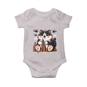 Funny Giant Cat Monster Invades City Baby Onesie Cat Lover Gift TS12 Ice Gray Print Your Wear