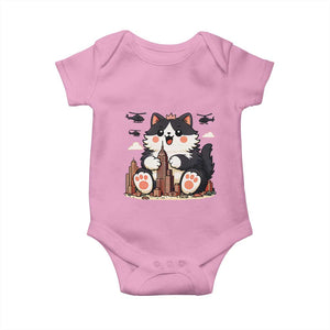 Funny Giant Cat Monster Invades City Baby Onesie Cat Lover Gift TS12 Light Pink Print Your Wear