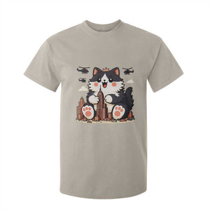 Funny Giant Cat Monster Invades City T Shirt For Kid Cat Lover Gift TS12 Sand Print Your Wear