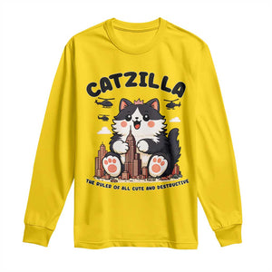 Cute Catzilla Long Sleeve Shirt The Ruler Of All Cute And Destructive Funny TS12 Daisy Print Your Wear
