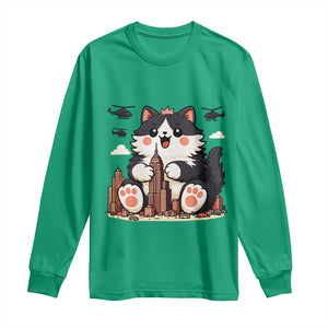Funny Giant Cat Monster Invades City Long Sleeve Shirt Cat Lover Gift TS12 Irish Green Print Your Wear