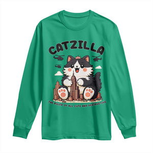 Cute Catzilla Long Sleeve Shirt The Ruler Of All Cute And Destructive Funny TS12 Irish Green Print Your Wear