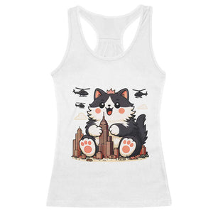 Funny Giant Cat Monster Invades City Racerback Tank Top Cat Lover Gift TS12 White Print Your Wear