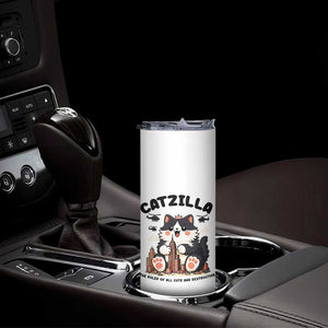 Cute Catzilla Skinny Tumbler The Ruler Of All Cute And Destructive Funny TS12 Print Your Wear