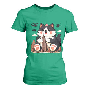 Funny Giant Cat Monster Invades City T Shirt For Women Cat Lover Gift TS12 Irish Green Print Your Wear