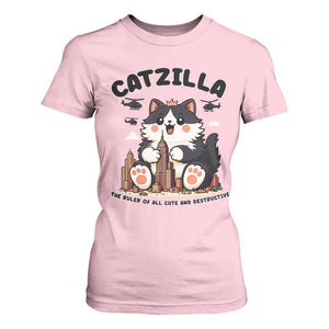 Cute Catzilla T Shirt For Women The Ruler Of All Cute And Destructive Funny TS12 Light Pink Print Your Wear