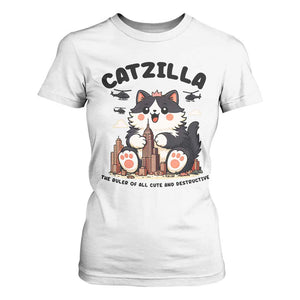 Cute Catzilla T Shirt For Women The Ruler Of All Cute And Destructive Funny TS12 White Print Your Wear