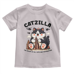 Cute Catzilla Toddler T Shirt The Ruler Of All Cute And Destructive Funny TS12 Ice Gray Print Your Wear