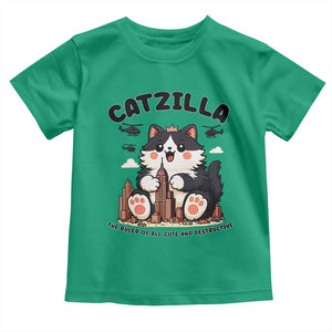 Cute Catzilla Toddler T Shirt The Ruler Of All Cute And Destructive Funny TS12 Irish Green Print Your Wear