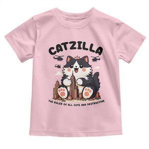 Cute Catzilla Toddler T Shirt The Ruler Of All Cute And Destructive Funny TS12 Light Pink Print Your Wear