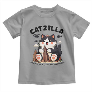 Cute Catzilla Toddler T Shirt The Ruler Of All Cute And Destructive Funny TS12 Sport Gray Print Your Wear