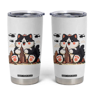 Funny Giant Cat Monster Invades City Tumbler Cup Cat Lover Gift TS12 White Print Your Wear