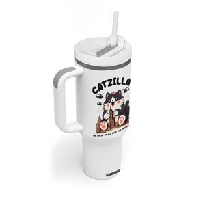 Cute Catzilla Tumbler With Handle The Ruler Of All Cute And Destructive Funny TS12 Print Your Wear