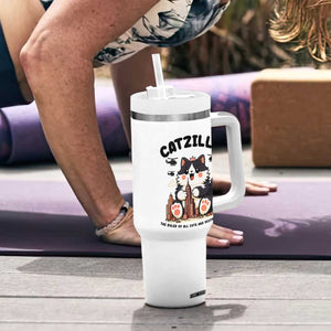 Cute Catzilla Tumbler With Handle The Ruler Of All Cute And Destructive Funny TS12 Print Your Wear