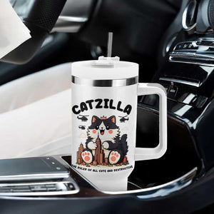 Cute Catzilla Tumbler With Handle The Ruler Of All Cute And Destructive Funny TS12 Print Your Wear