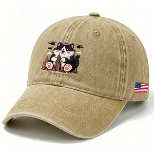 Funny Giant Cat Monster Invades City Washed Cotton Baseball Cap Cat Lover Gift TS12 Print Your Wear