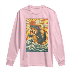 Kawaii Cat Monster Japanese Sun Wave Art Long Sleeve Shirt TS12 Light Pink Print Your Wear