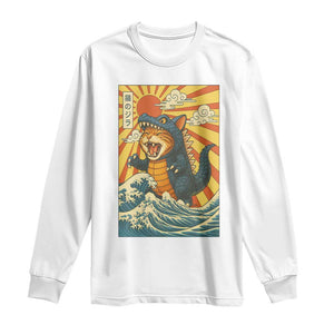 Kawaii Cat Monster Japanese Sun Wave Art Long Sleeve Shirt TS12 White Print Your Wear