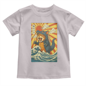 Kawaii Cat Monster Japanese Sun Wave Art Toddler T Shirt TS12 Ice Gray Print Your Wear