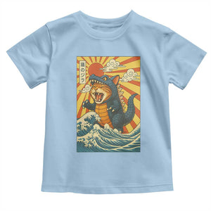 Catzilla Toddler T Shirt Kawaii Cat Monster Japanese Sun Wave Art TS12 Light Blue Print Your Wear