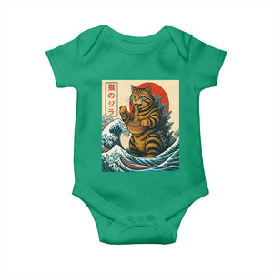 Cute Giant Cat Monster Eating Ramen Baby Onesie Japanese Sun Wave Art TS12 Irish Green Print Your Wear