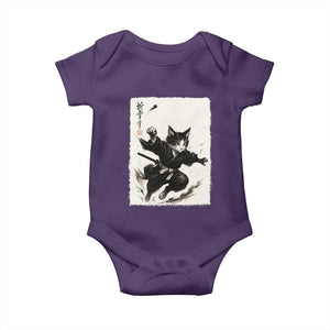 Samurai Cat Baby Onesie Japanese Sumie Cat Warrior Art TS12 Purple Print Your Wear