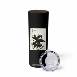 Samurai Cat Skinny Tumbler Japanese Sumie Cat Warrior Art TS12 Print Your Wear