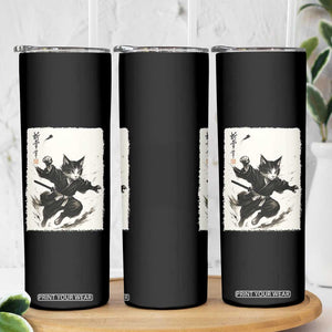 Samurai Cat Skinny Tumbler Japanese Sumie Cat Warrior Art TS12 Print Your Wear