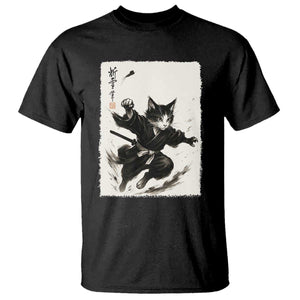 Samurai Cat T Shirt Japanese Sumie Cat Warrior Art TS12 Black Print Your Wear