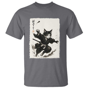 Samurai Cat T Shirt Japanese Sumie Cat Warrior Art TS12 Charcoal Print Your Wear