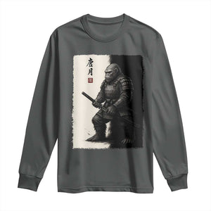 Samurai Bigfoot Long Sleeve Shirt Japanese Vintage Graphic Sumie Warrior Art TS12 Dark Heather Print Your Wear