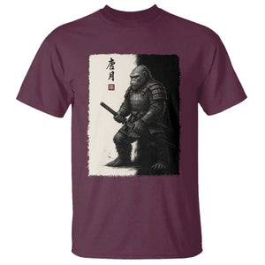 Samurai Bigfoot T Shirt Japanese Vintage Graphic Sumie Warrior Art TS12 Maroon Print Your Wear