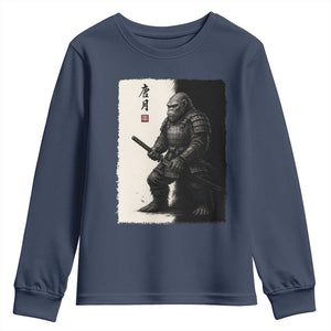 Samurai Bigfoot Youth Sweatshirt Japanese Vintage Graphic Sumie Warrior Art TS12 Navy Print Your Wear