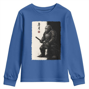 Samurai Bigfoot Youth Sweatshirt Japanese Vintage Graphic Sumie Warrior Art TS12 Royal Blue Print Your Wear
