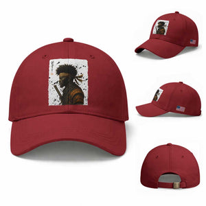 Afro American Samurai Baseball Cap Japanese Vintage Graphic Sumie Katana TS12 Baseball Cap Universal Fit Cherry Red Print Your Wear