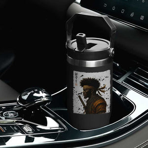 Afro American Samurai Flip Straw Tumbler Japanese Vintage Graphic Sumie Katana TS12 Print Your Wear