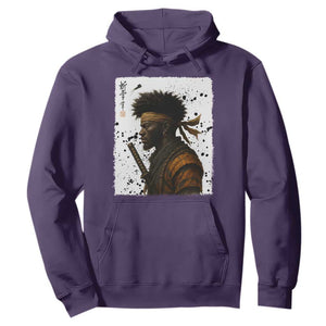 Afro American Samurai Hoodie Japanese Vintage Graphic Sumie Katana TS12 Purple Print Your Wear