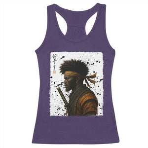 Afro American Samurai Racerback Tank Top Japanese Vintage Graphic Sumie Katana TS12 Purple Print Your Wear